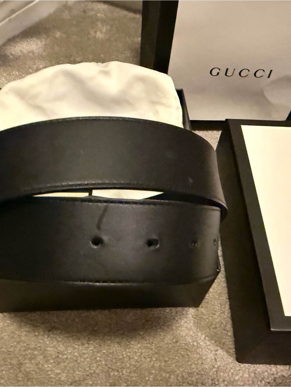 Gucci Double G Gold Buckle Black Leather Belt - Picture 10 of 10